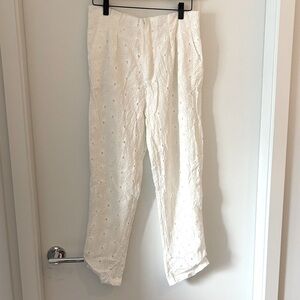 Anthropologie White Eyelet Pants